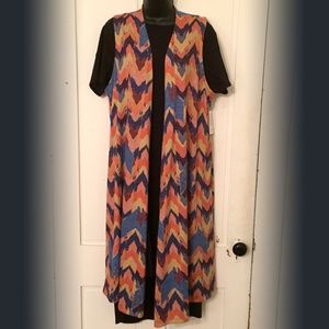 LuLaRoe Joy, Blue/Orange Chevron Arrow, L, NWT